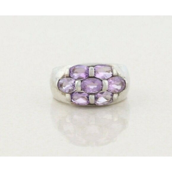 Sterling Silver Amethyst Band Ring size 7 1/4 - Picture 1 of 7